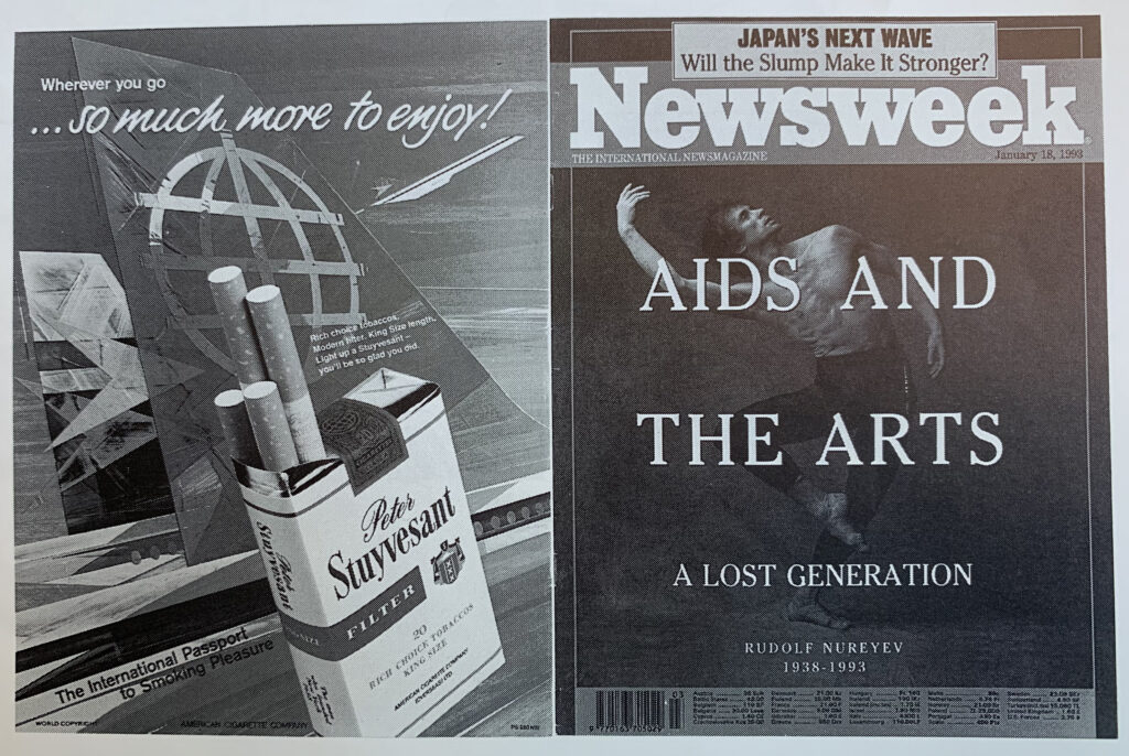 Tobacco ad on the back cover of an issue of Newsweek that focused on the AIDS crisis.